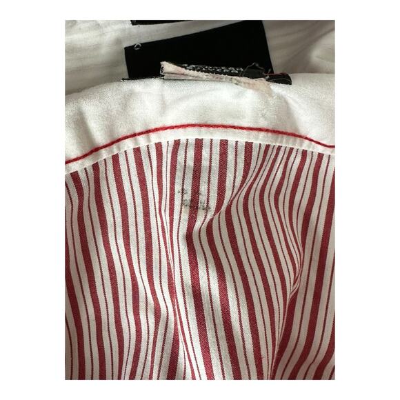 Victorinox Shirt Mens Large Button Up Tailored Fit Red‎ Pinstripe Office Preppy - Picture 7 of 7